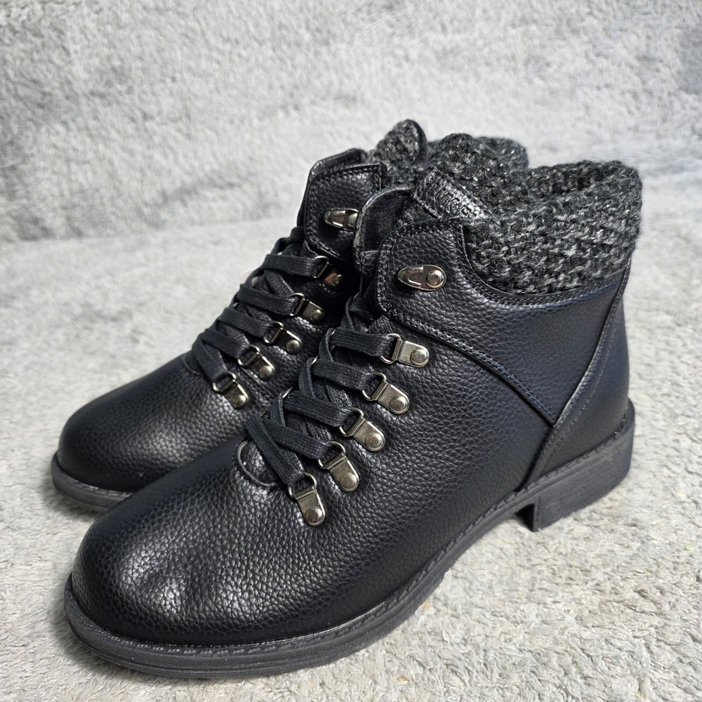 Muk Luks Denali Womens Black Memory Foam Water Resistant Hiking Boots 10 NEW